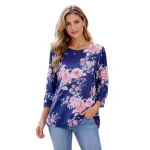 NEW Blue and Pink Floral Blouse